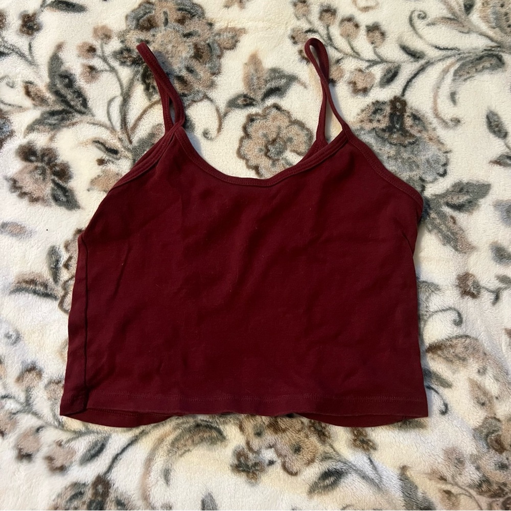 John Galt Cropped Maroon Cami Tank